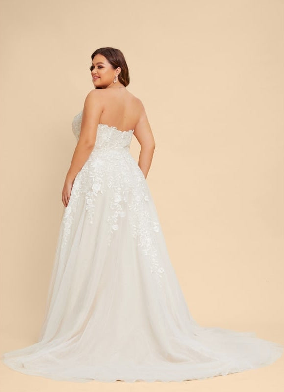 Robe Chic Blanc Élégant Avec Traîne - gallery 9