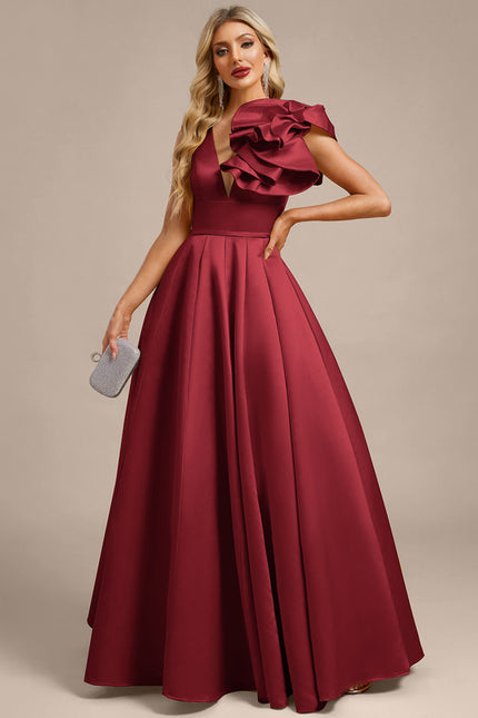 Robe Chic Bordeaux Asymétrique - gallery 2