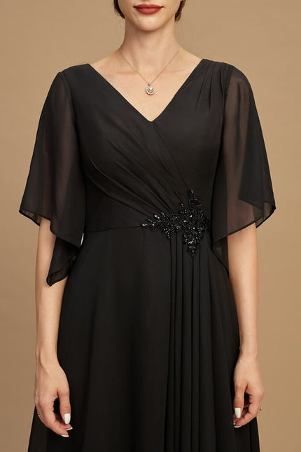 Robe Chic Noire Mousseline À Volants - gallery 2