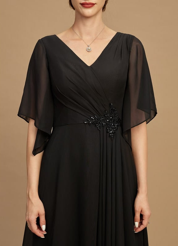 Robe Chic Noire Mousseline À Volants - gallery 2