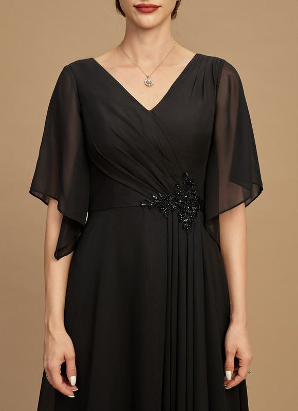 Robe Chic Noire Mousseline À Volants - gallery 2