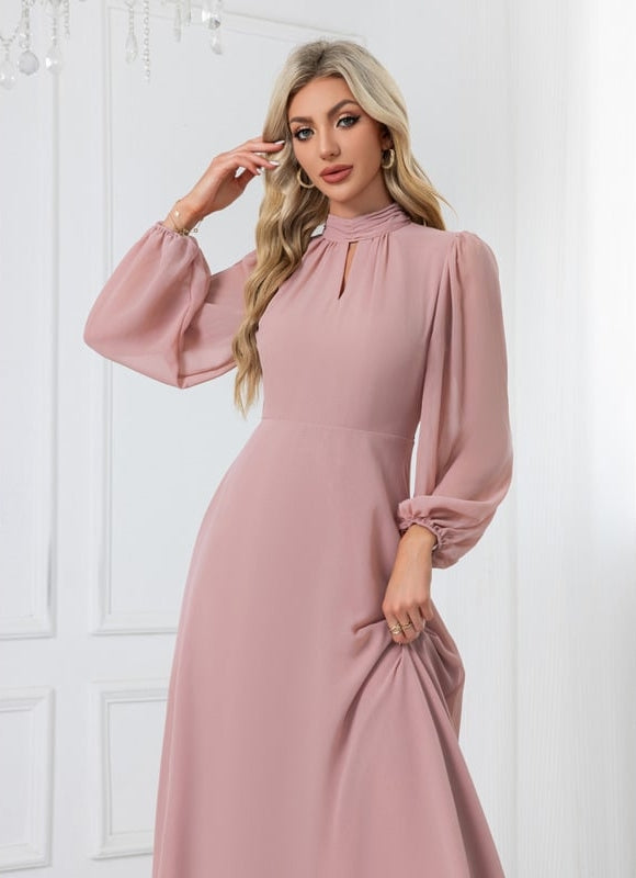 Robe Chic Midi Rose Fluide - gallery 3