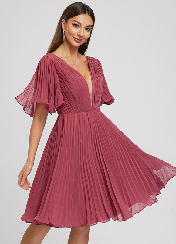 Robe Chic Bleu Plissé Élégant - gallery 3