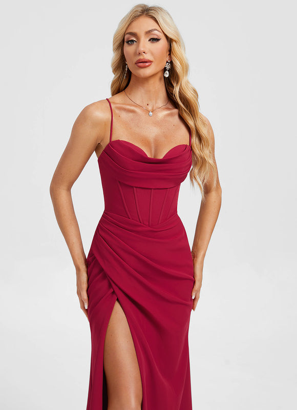 Robe Chic Crêpe Rubis - gallery 3