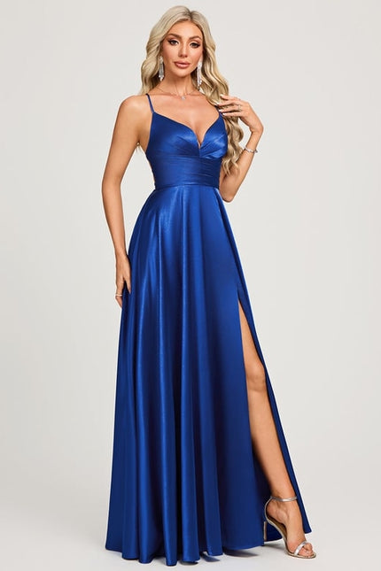 Robe Chic Satin Bleue Élégante - gallery 4
