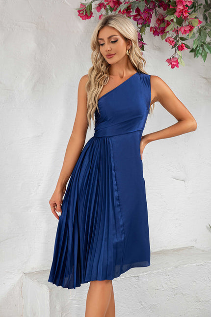 Robe Chic Satinée Une-Épaule