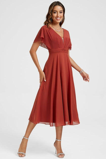 Robe De Cocktail Rouge Pour Mariage Chic - gallery 4