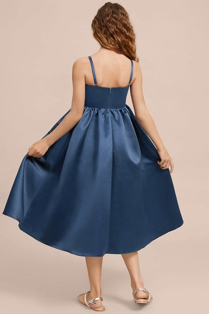 Robe Chic Satin Bleu Élégant - gallery 7