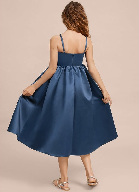 Robe Chic Satin Bleu Élégant - gallery 7