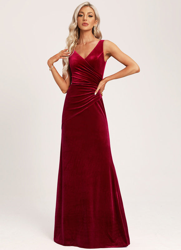 Robe Chic Velours Rubis Longue