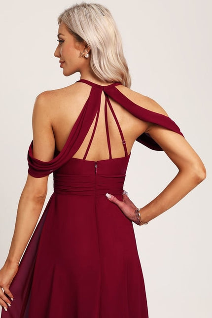 Robe Chic Bleu Drapé - gallery 2