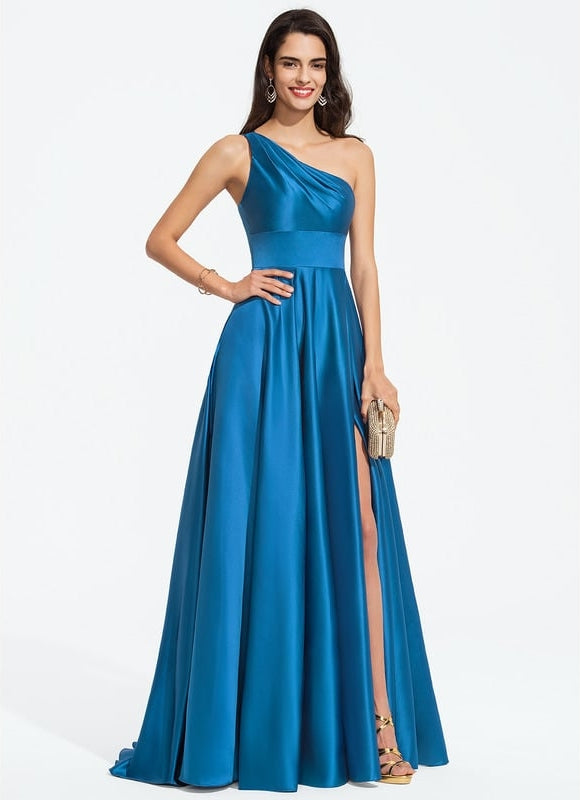 Robe Chic Satin Azur Éclatant