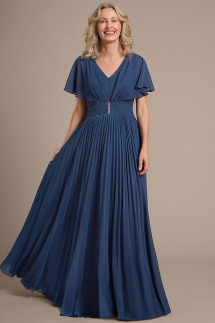 Robe Chic Longue Plissée Marine - gallery 4