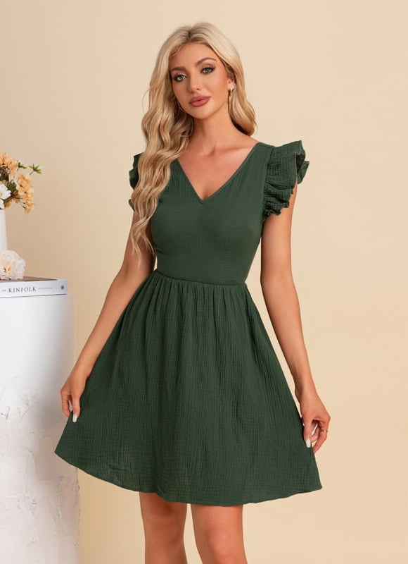 Robe Chic Verte Évasée - gallery 6