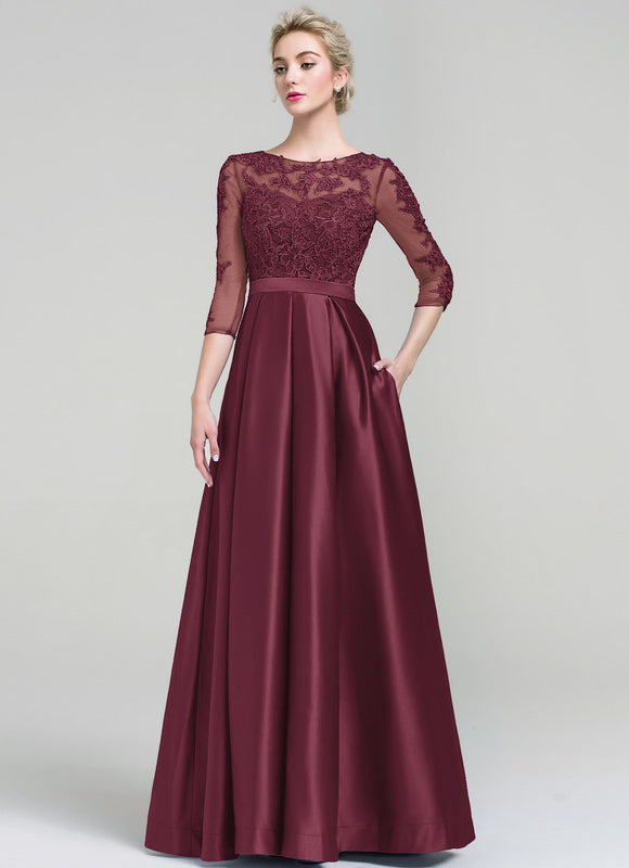 Robe Chic Satin Bordeaux Élégant