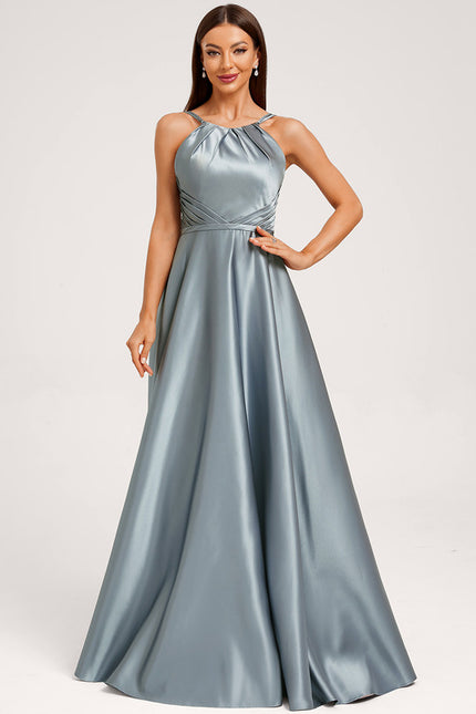 Robe Chic Satinée Bleu Clair - gallery 2