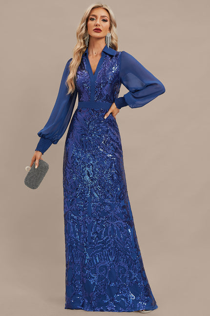 Robe Chic Bleu Pailletée - gallery 3