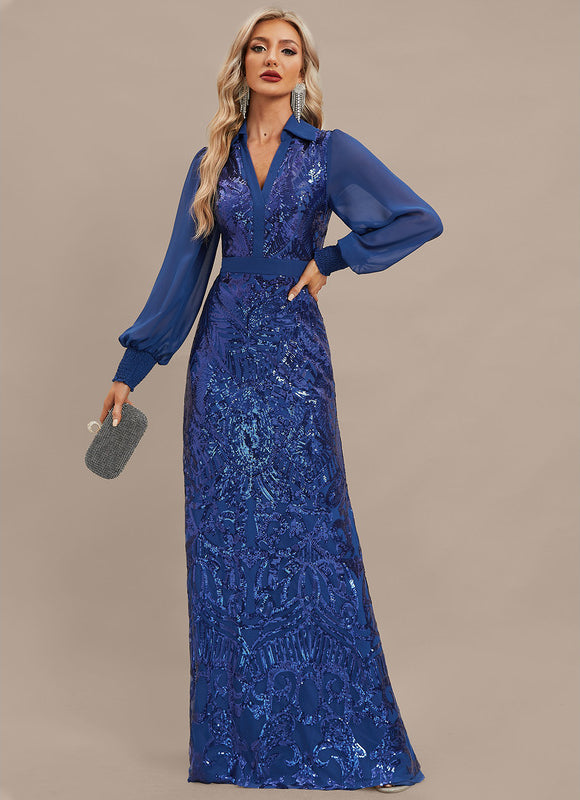 Robe Chic Bleu Pailletée - gallery 3