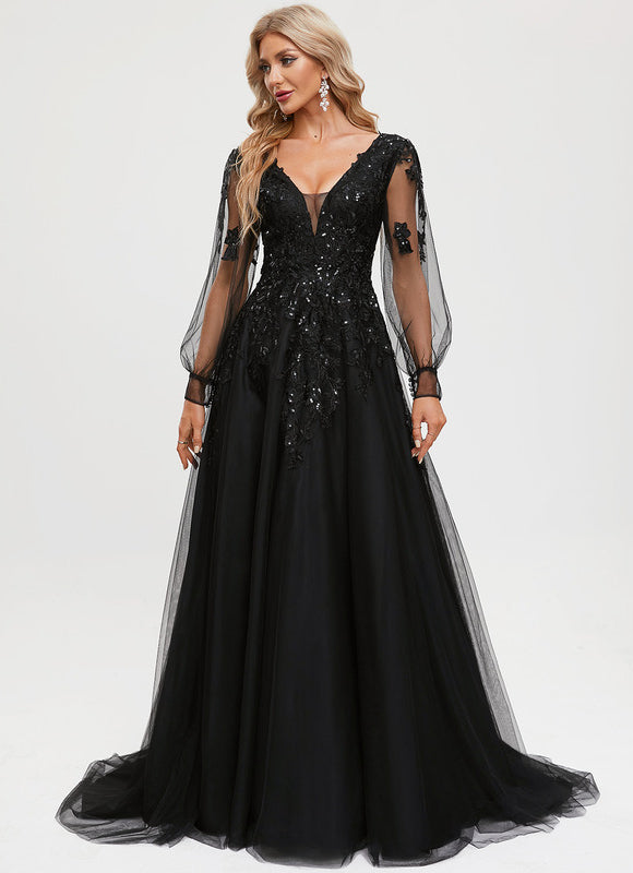 Robe Chic Noir Éblouissant - gallery 1