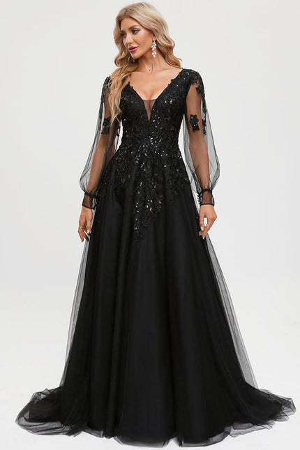 Robe Chic Noir Éblouissant - gallery 1