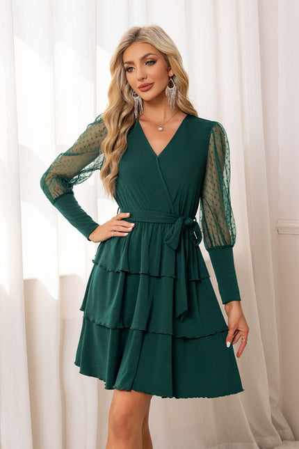Robe Chic Volants Vert Foncé - gallery 5