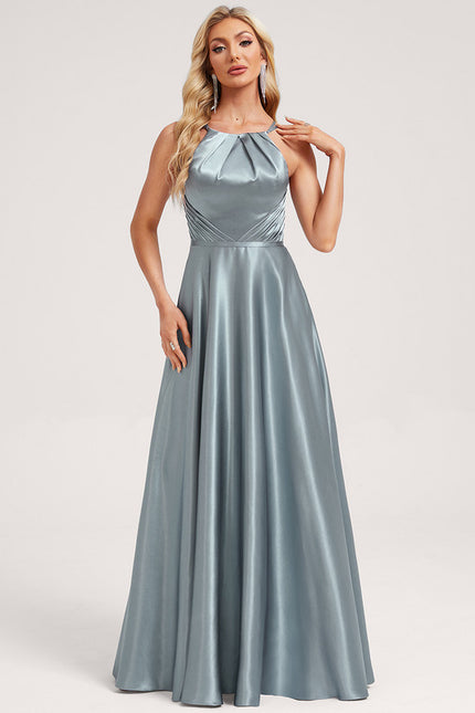 Robe Chic Satin Bleu - gallery 1