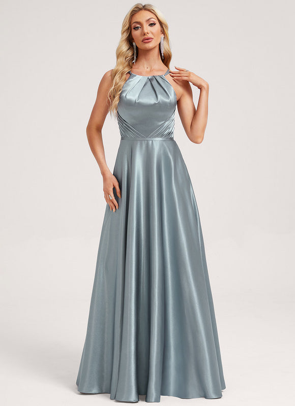 Robe Chic Satin Bleu - gallery 1