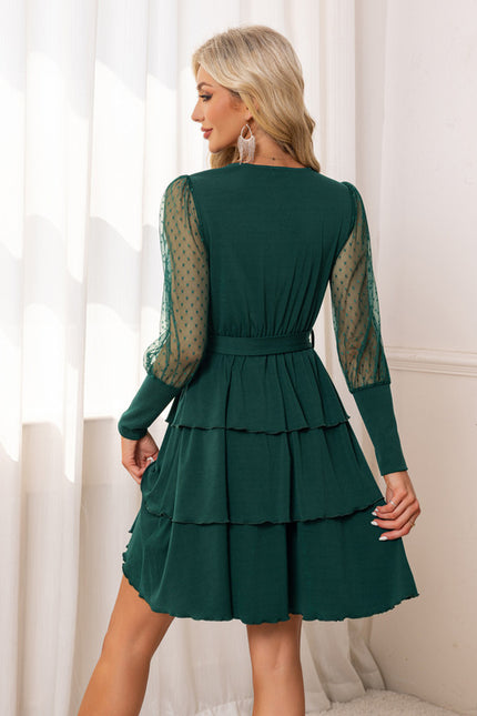 Robe Chic Volants Vert Foncé - gallery 1