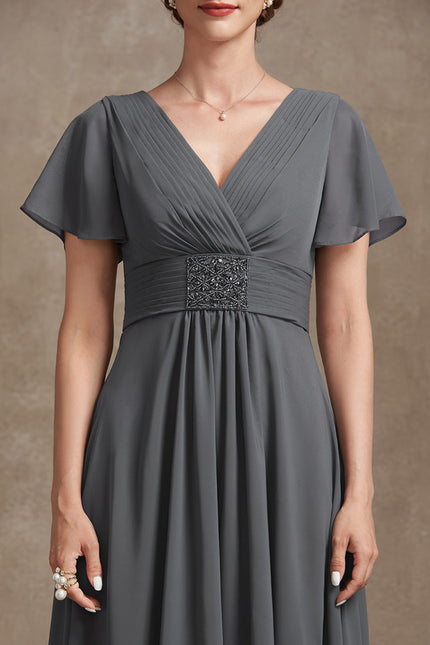 Robe Chic Longue Fluide Grise - gallery 5