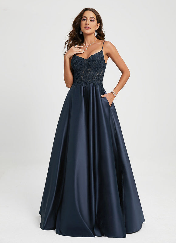 Robe Chic Bleu Marine Satinée