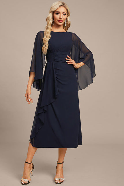 Robe Chic Satin Marine Élégant - gallery 3