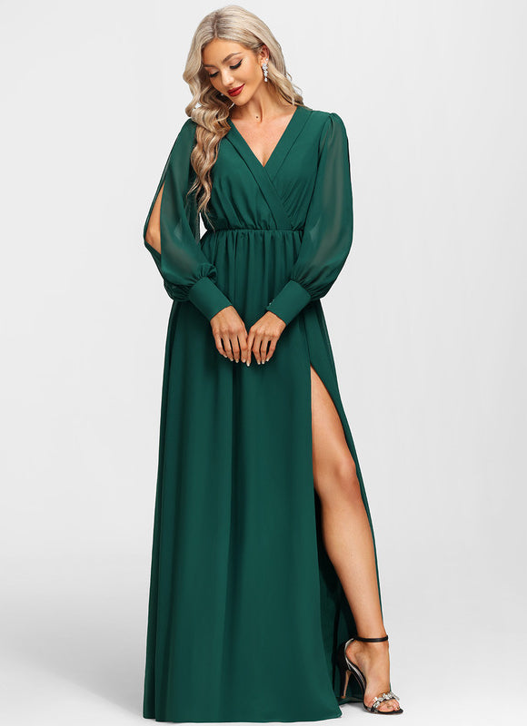 Robe Chic Longue Verte Fluide - gallery 1