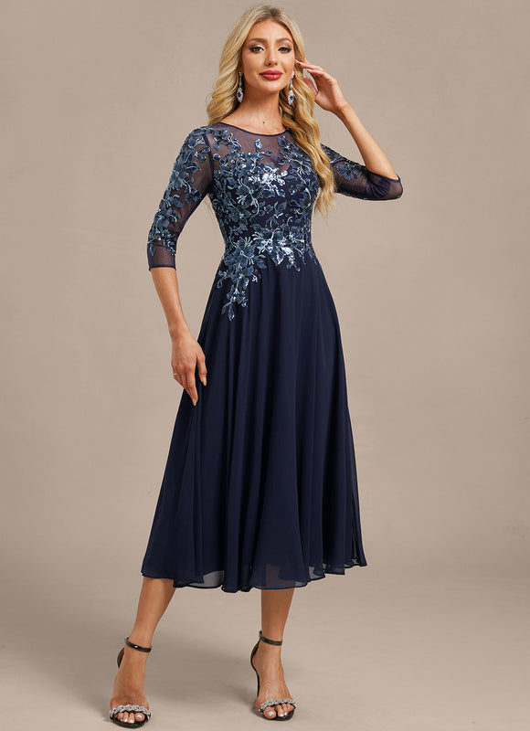 Robe Chic Fluide Brodée Marine - gallery 5
