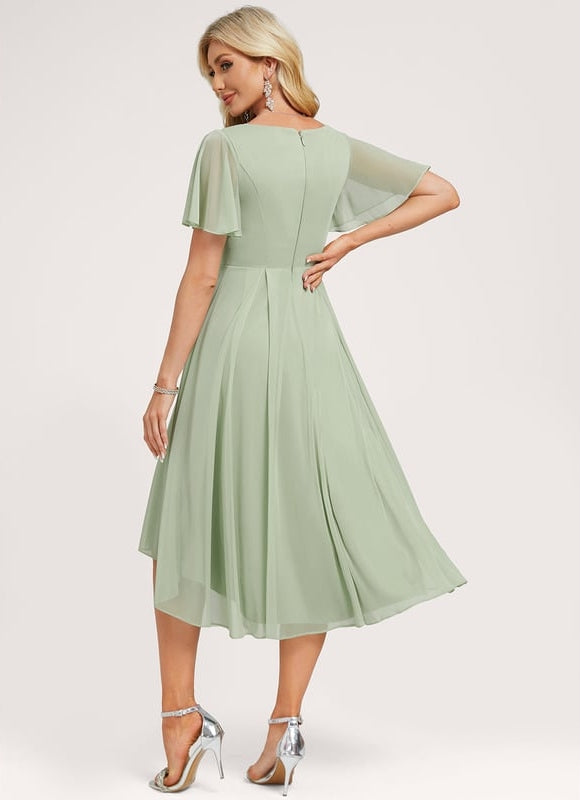 Robe Chic Vert Pastel Trapèze Volants - gallery 5