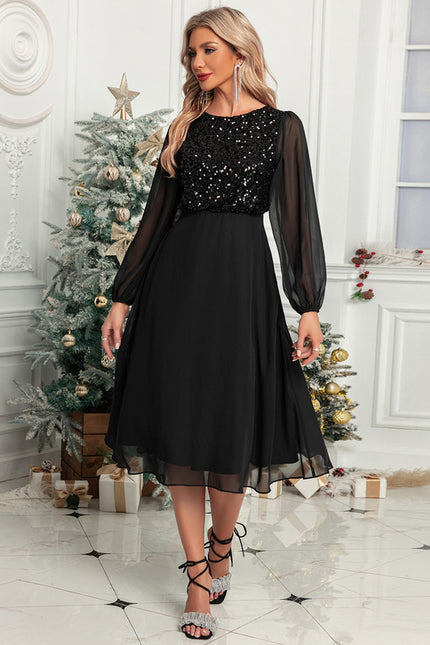 Robe Chic Élégance Noire Pailletée - gallery 4