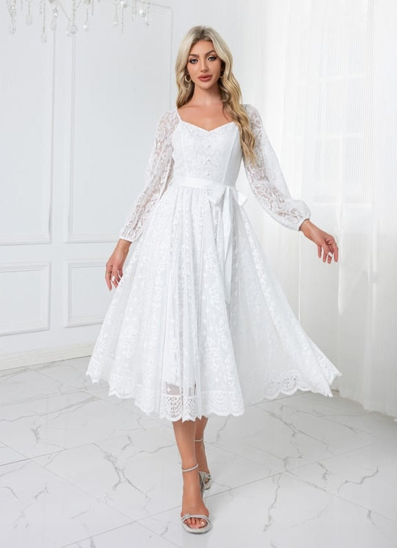 Robe Chic Midi Dentelle Élégante - gallery 1