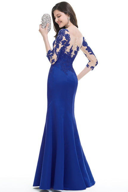 Robe Chic Élégante Bleu Satiné - gallery 1