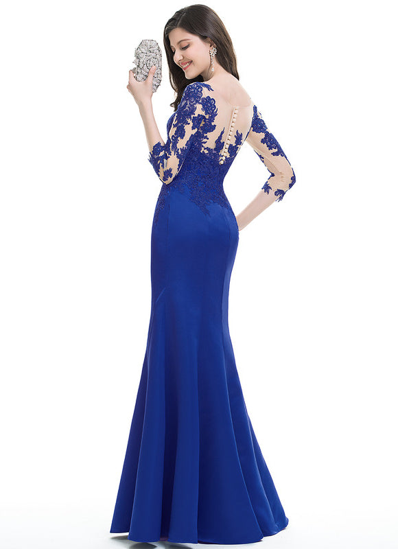 Robe Chic Élégante Bleu Satiné - gallery 1
