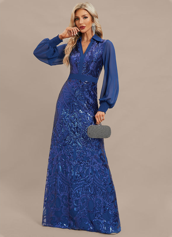 Robe Chic Bleu Pailletée - gallery 5