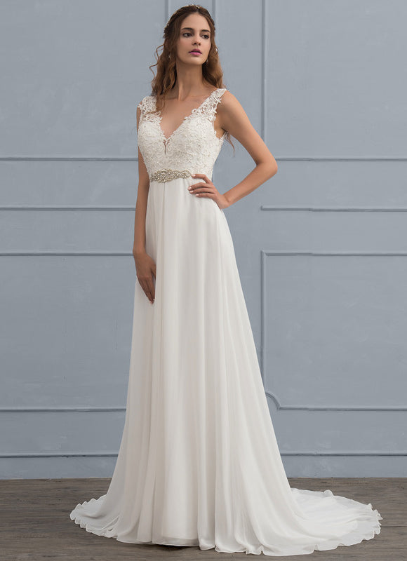 Robe Chic Blanche Mousseline Dentelle - gallery 3