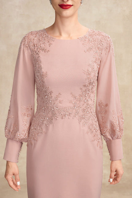 Robe Chic Rose Poudré Élégante Avec Dentelle - gallery 3