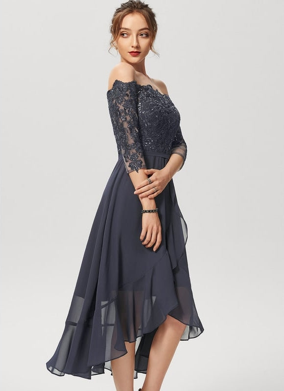 Robe Chic Asymétrique Éclatante - gallery 2