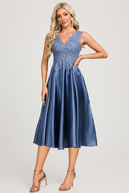 Robe Chic Satin Bleu Ciel - gallery 1
