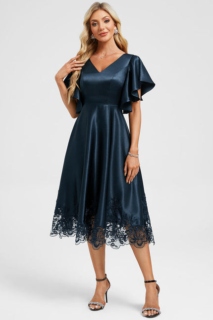 Robe Chic Satin Bleu Ciel - gallery 5