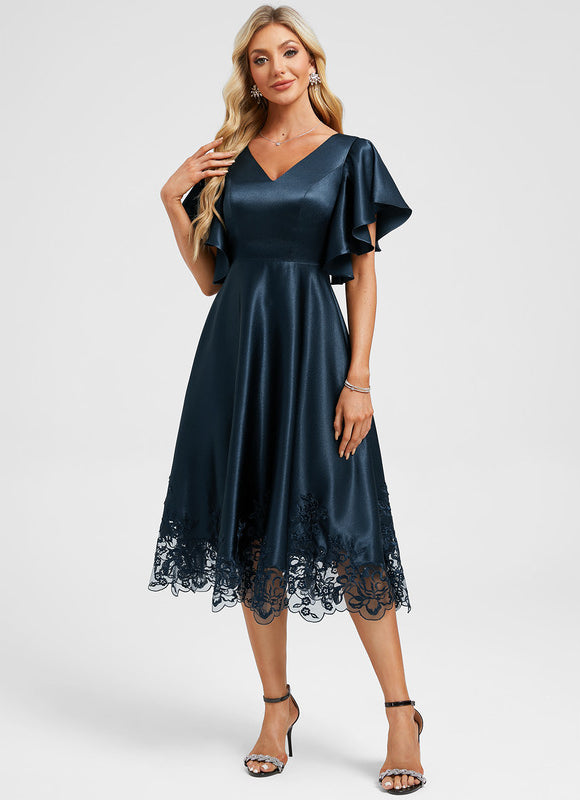 Robe Chic Satin Bleu Ciel - gallery 5