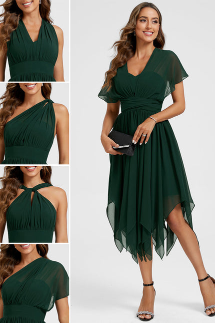 Robe Chic Asymétrique Émeraude