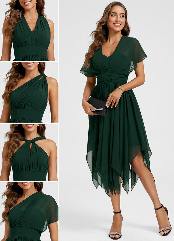 Robe Chic Asymétrique Émeraude