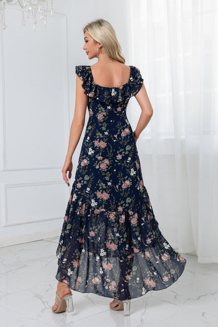 Robe Chic Florale Navy Asymétrique - gallery 1