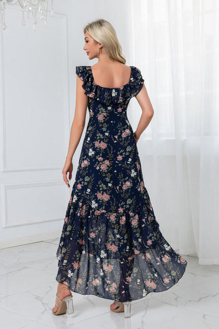 Robe Chic Florale Navy Asymétrique - gallery 1