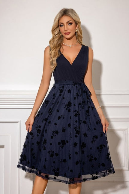 Robe Chic Midi Navy Fleuri - gallery 3